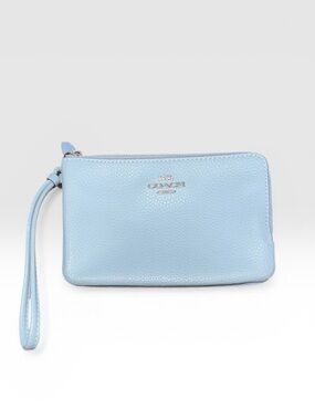 Coach ✨Light Blue Pebbled Leather Wristlet